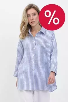 Рубашка льняная в полоску FABRETTI