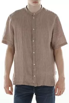 Рубашка льняная в полоску с коротким рукавом Casual Friday