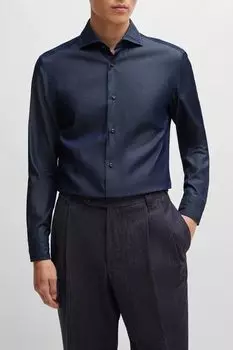 Рубашка облегающего кроя из хлопкового денима BOSS