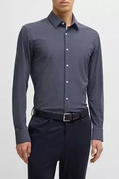 Рубашка облегающего кроя с геометрическим принтом BOSS