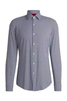Рубашка приталенная с мелким принтом HUGO