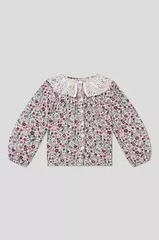 Рубашка с ажурным воротником и принтом Fagottino