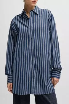 Рубашка свободного кроя хлопковая в полоску BOSS