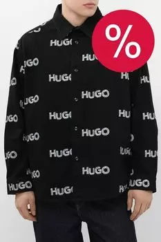 Рубашка свободного кроя из структурированной хлопковой смеси HUGO BLUE