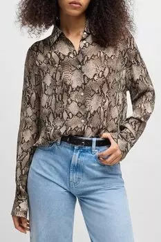 Рубашка свободного кроя со змеиным принтом HUGO