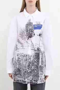 Рубашка удлиненная хлопковая с принтом Karl Lagerfeld Jeans