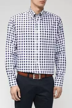 Рубашка в клетку из хлопка и льна Paul & Shark