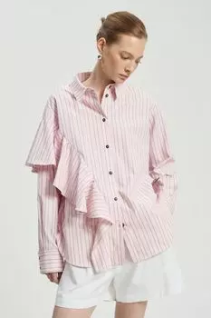 Рубашка в полоску с асимметричной оборкой Nume
