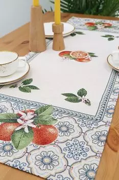 Салфетка сервировочная из гобелена с принтом Изразцы лимоны и мандарины Le Gobelin