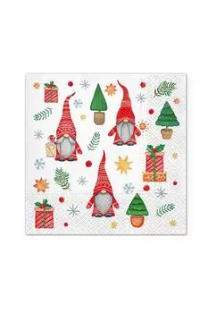 Салфетки 3-х слойные Гномы и подарки 20 шт Paw