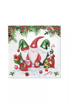 Салфетки 3-х слойные Рождественские гномы 20 шт Paw