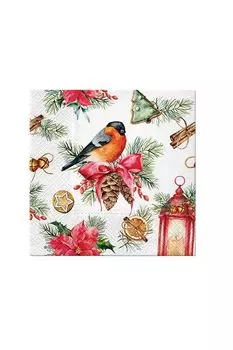 Салфетки 3-х слойные Снегирь с лампионом 20 шт Paw