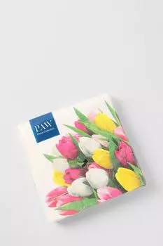 Салфетки трехслойные с принтом Букет тюльпанов 20 шт Paw