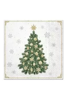 Салфетки трехслойные с принтом Елочка 20 шт Paw