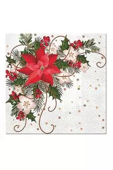 Салфетки трехслойные с принтом Рождественская композиция 20 шт Paw