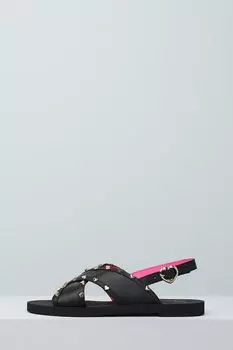 Сандалии кожаные с декоративными элементами Love Moschino