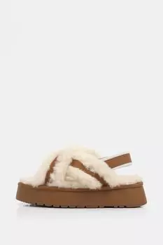 Сандалии замшевые с искусственным мехом Abricot