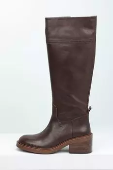 Сапоги кожаные на каблуке Ever be