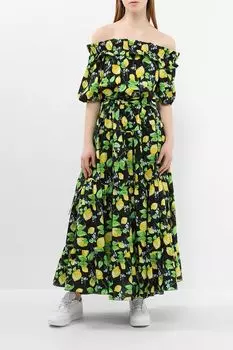 Сарафан хлопковый макси с открытыми плечами и принтом BELUCCI