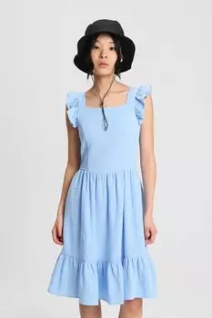 Сарафан хлопковый на лямках с рюшами и воланом SMENA