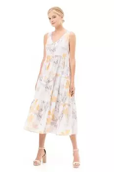 Сарафан хлопковый расклешенный с принтом ALEXANDER BOGDANOV