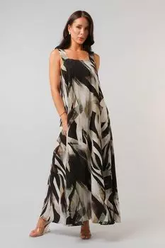 Сарафан расклешенный на лямках с принтом ESFIR