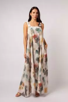 Сарафан расклешенный на лямках с принтом ESFIR