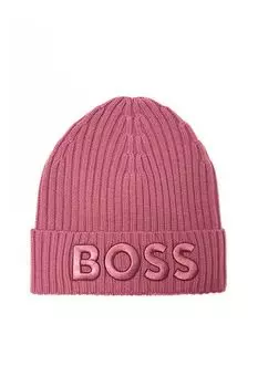 Шапка-бини шерстяная с вышитым логотипом BOSS