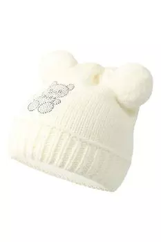 Шапка с помпонами и стразами Panda&Elephant