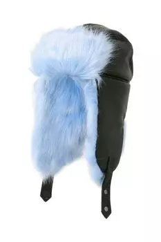 Шапка-ушанка из экокожи с меховой отделкой BELUCCI