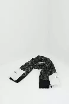 Шарф из хлопка и льна с монограммой логотипа Calvin Klein