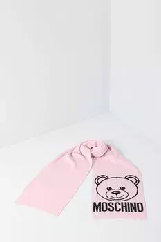 Шарф с логотипом бренда из смесовой шерсти Moschino