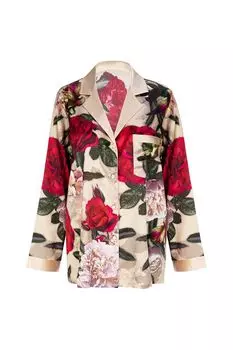 Шелковая пижамная рубашка с принтом MARC & ANDRE