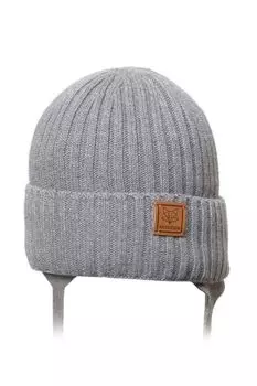 Шерстяная шапка в рубчик на завязках Андерсен