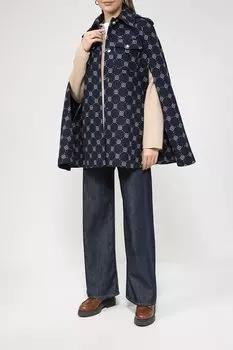 Шерстяное пальто-кейп с фирменным принтом BELUCCI