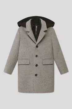 Шерстяное пальто прямого кроя с капюшоном Choupette