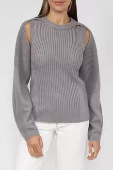 Шерстяной джемпер с вырезами на рукавах Calvin Klein