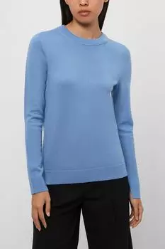 Шерстяной пуловер с круглым вырезом BOSS