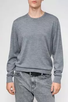 Шерстяной пуловер с О-вырезом Calvin Klein