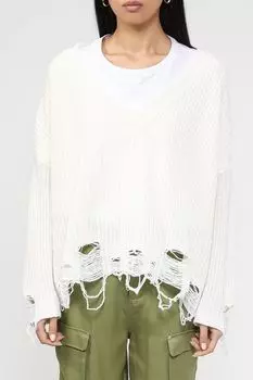 Шерстяной пуловер с рваной отделкой с винтажным эффектом Pinko