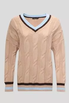 Шерстяной пуловер с узором косами BELUCCI