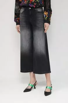 Широкие джинсы с эффектом потертости укороченного кроя FRACOMINA