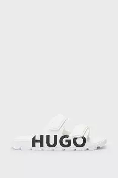 Шлепанцы с ремешками на липучках и логотипом HUGO