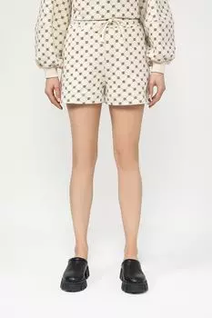 Шорт хлопковые на кулиске с принтом из монограмм BELUCCI