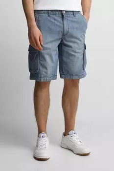 Шорты джинсовые с эффектом потертости и накладными карманами Republic of Denim