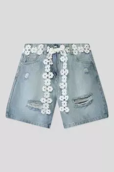 Шорты джинсовые с кружевным поясом IDO