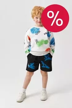 Шорты хлопковые на кулиске с принтом ACOOLA