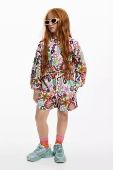 Шорты хлопковые на кулиске с принтом Desigual