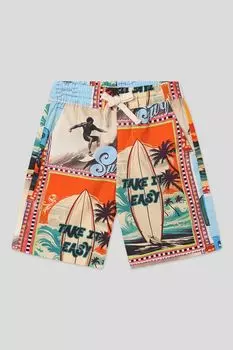 Шорты хлопковые на кулиске с принтом Desigual