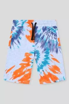 Шорты хлопковые на кулиске с принтом Guess